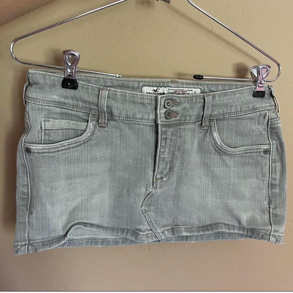 Hollister Grey Denim Mini Skirt